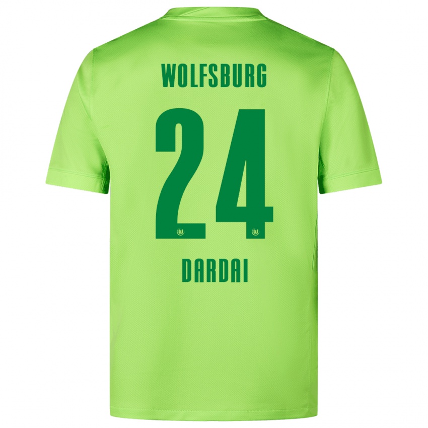 Kinder Bence Dárdai #24 Fluoreszierendes Grün Heimtrikot Trikot 2024/25 T-Shirt Schweiz