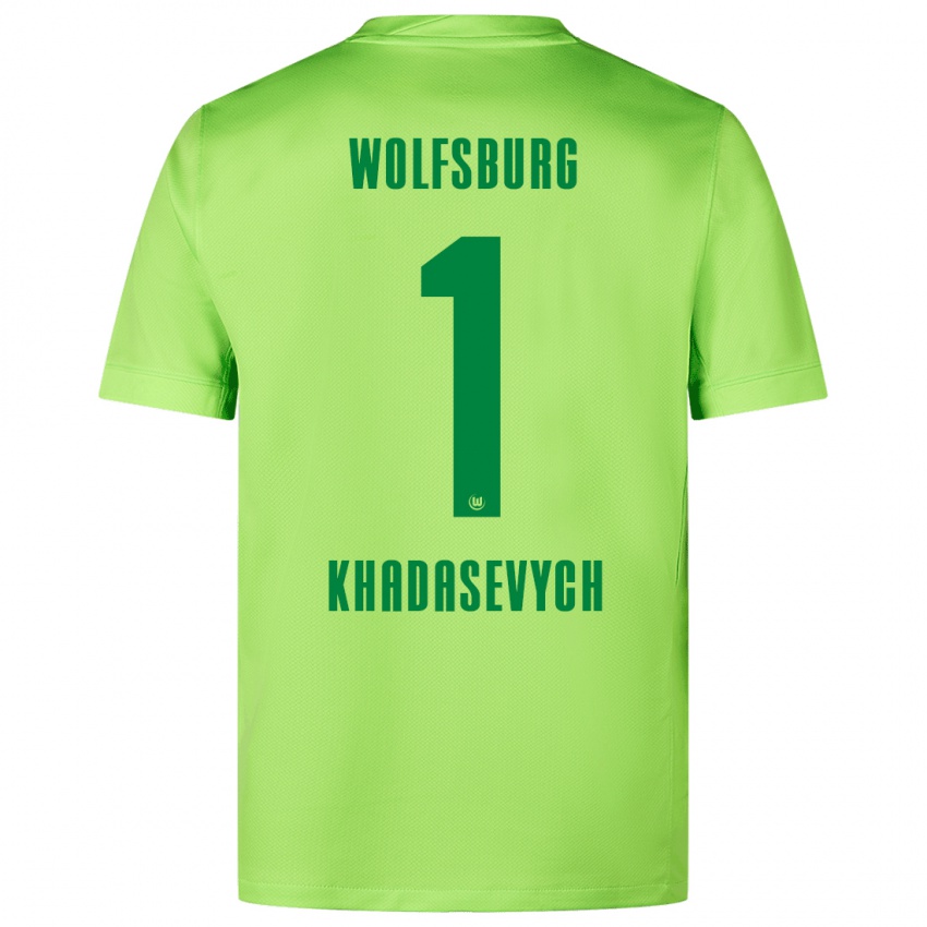 Kinder Kyrylo Khadasevych #1 Fluoreszierendes Grün Heimtrikot Trikot 2024/25 T-Shirt Schweiz