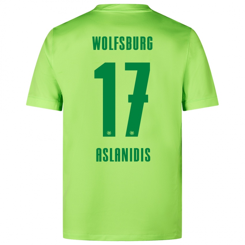 Kinder Elijas Aslanidis #17 Fluoreszierendes Grün Heimtrikot Trikot 2024/25 T-Shirt Schweiz