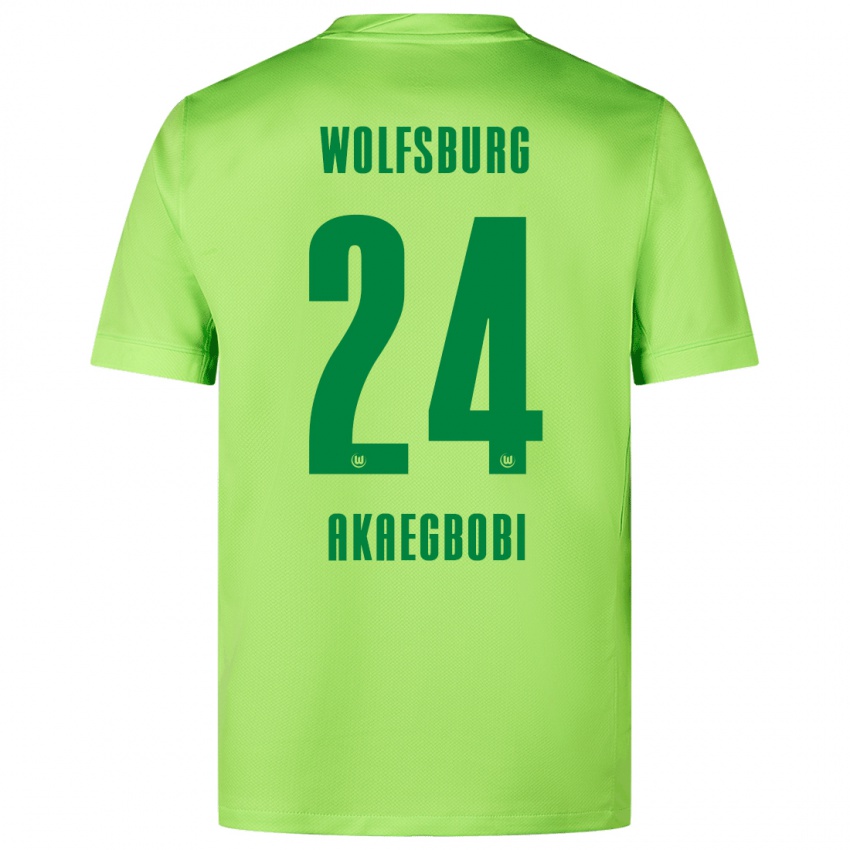 Kinder Jonathan Akaegbobi #24 Fluoreszierendes Grün Heimtrikot Trikot 2024/25 T-Shirt Schweiz