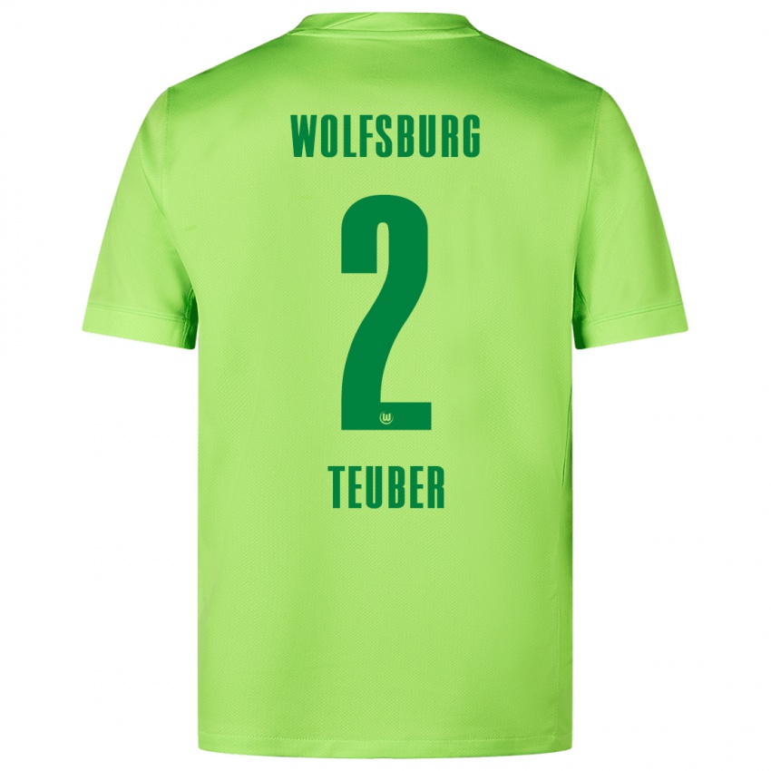 Kinder Julius Teuber #2 Fluoreszierendes Grün Heimtrikot Trikot 2024/25 T-Shirt Schweiz