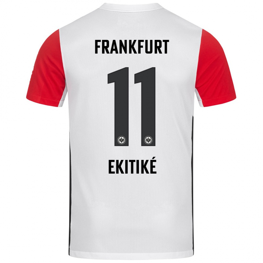 Kinder Hugo Ekitike #11 Weiß Rot Heimtrikot Trikot 2024/25 T-Shirt Schweiz