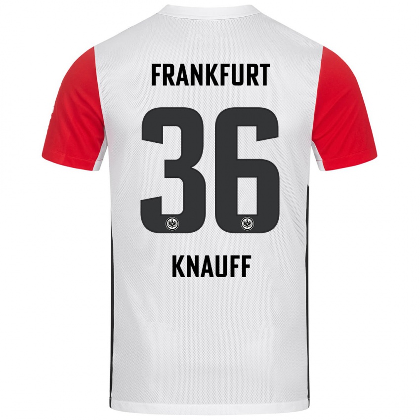 Kinder Ansgar Knauff #36 Weiß Rot Heimtrikot Trikot 2024/25 T-Shirt Schweiz