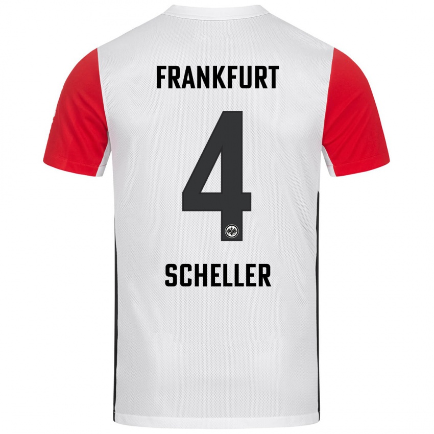 Kinder Niklas Scheller #4 Weiß Rot Heimtrikot Trikot 2024/25 T-Shirt Schweiz