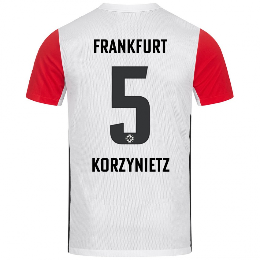 Kinder Jaden Korzynietz #5 Weiß Rot Heimtrikot Trikot 2024/25 T-Shirt Schweiz