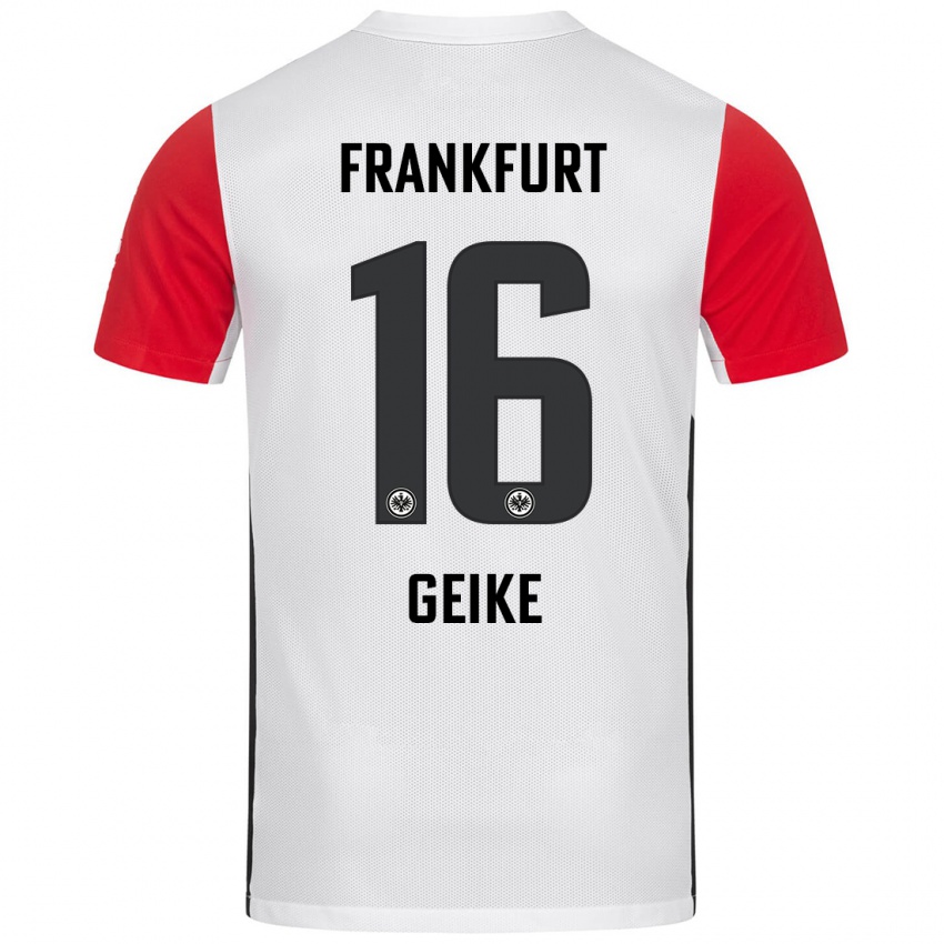 Kinder Jonah Geike #16 Weiß Rot Heimtrikot Trikot 2024/25 T-Shirt Schweiz