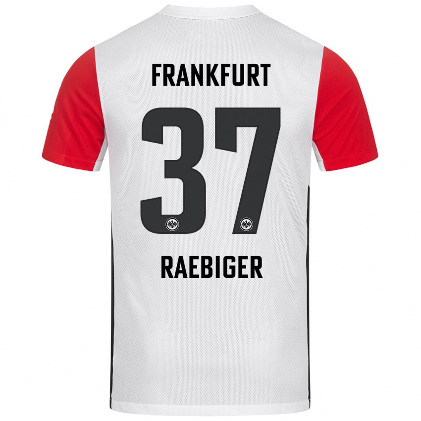 Kinder Sidney Raebiger #37 Weiß Rot Heimtrikot Trikot 2024/25 T-Shirt Schweiz