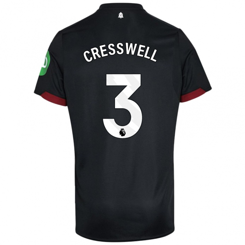 Kinder Aaron Cresswell #3 Schwarz Weiß Auswärtstrikot Trikot 2024/25 T-Shirt Schweiz