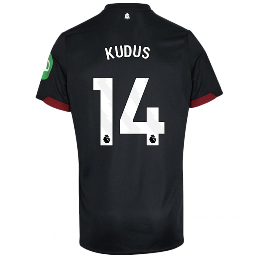 Kinder Mohammed Kudus #14 Schwarz Weiß Auswärtstrikot Trikot 2024/25 T-Shirt Schweiz