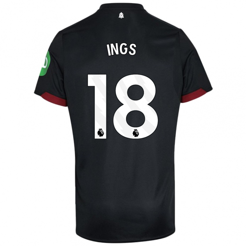 Kinder Danny Ings #18 Schwarz Weiß Auswärtstrikot Trikot 2024/25 T-Shirt Schweiz