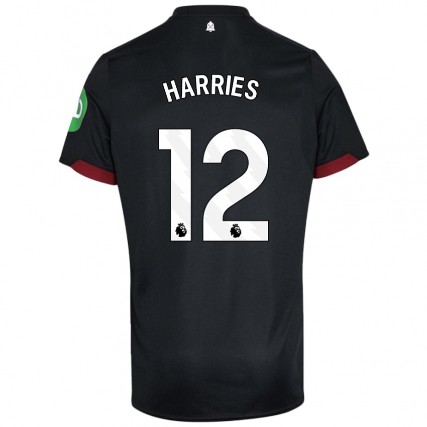 Kinder Emma Harries #12 Schwarz Weiß Auswärtstrikot Trikot 2024/25 T-Shirt Schweiz