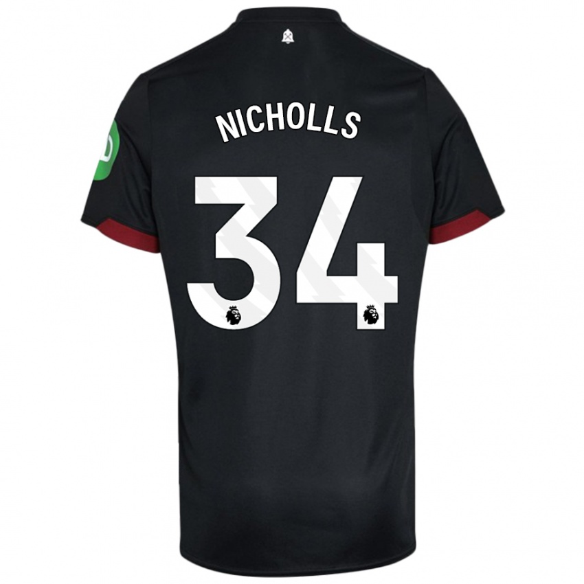 Kinder Macey Nicholls #34 Schwarz Weiß Auswärtstrikot Trikot 2024/25 T-Shirt Schweiz