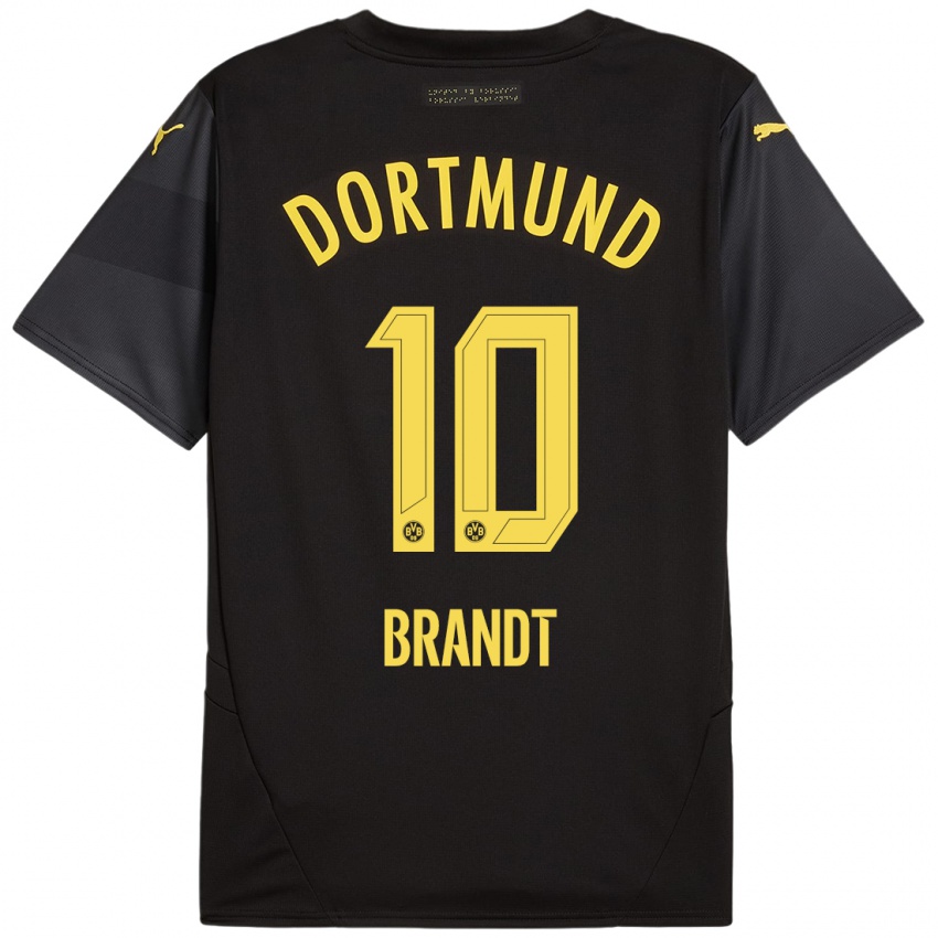 Kinder Julian Brandt #10 Schwarz Gelb Auswärtstrikot Trikot 2024/25 T-Shirt Schweiz