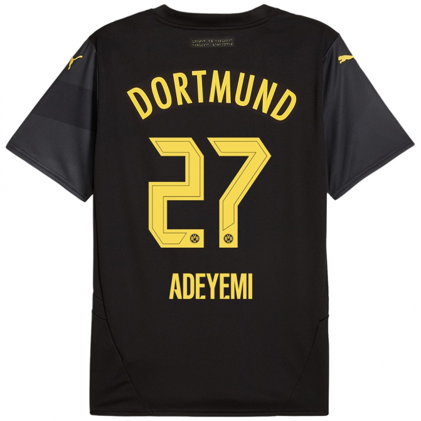 Enfant Maillot Karim Adeyemi #27 Noir Jaune Tenues Extérieur 2024/25 T-Shirt Suisse