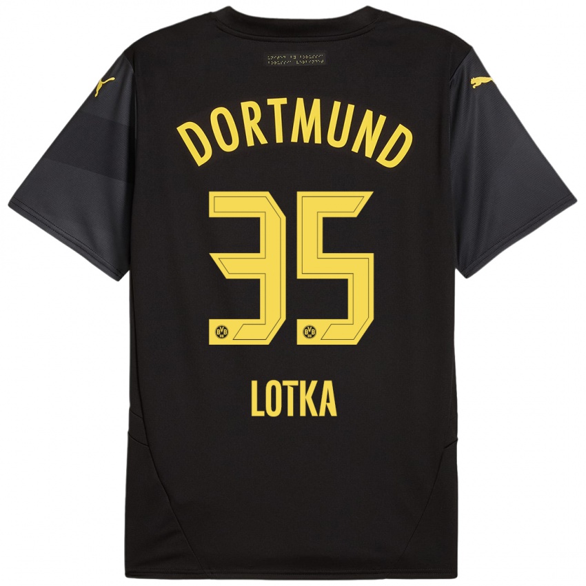 Enfant Maillot Marcel Lotka #35 Noir Jaune Tenues Extérieur 2024/25 T-Shirt Suisse