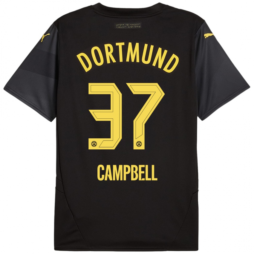 Enfant Maillot Cole Campbell #37 Noir Jaune Tenues Extérieur 2024/25 T-Shirt Suisse