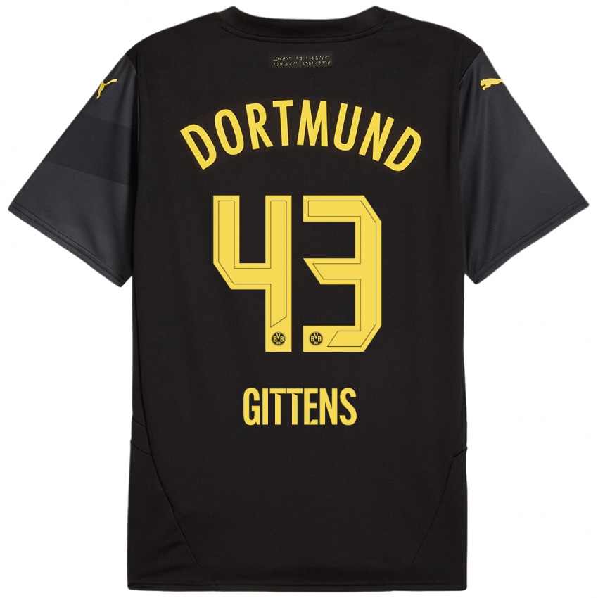 Kinder Jamie Bynoe-Gittens #43 Schwarz Gelb Auswärtstrikot Trikot 2024/25 T-Shirt Schweiz