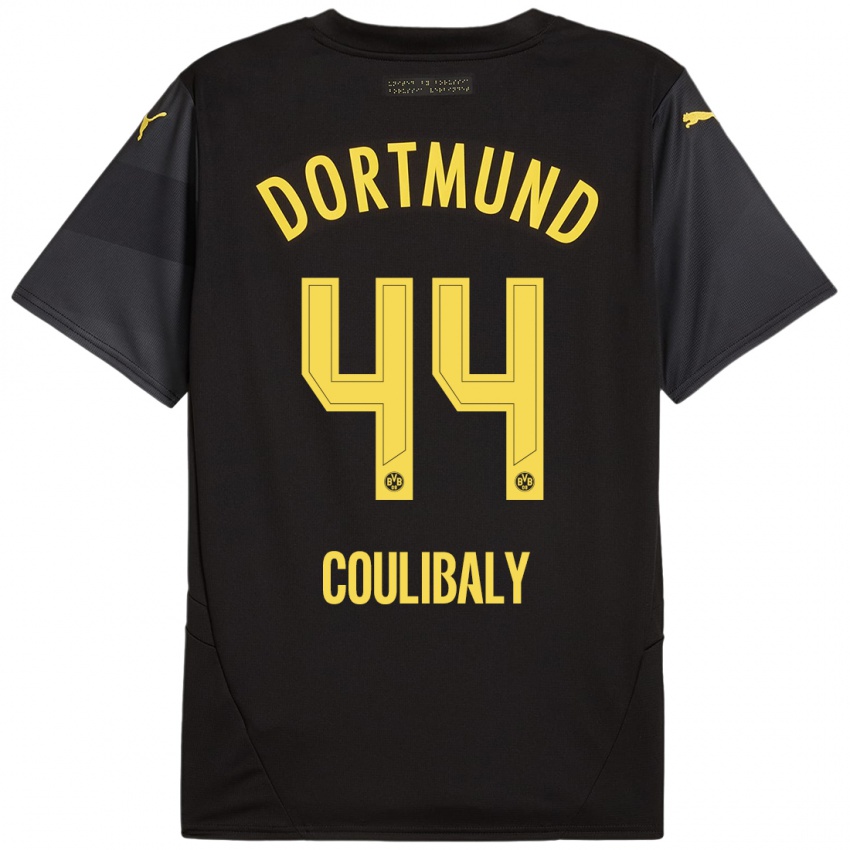 Enfant Maillot Soumaila Coulibaly #44 Noir Jaune Tenues Extérieur 2024/25 T-Shirt Suisse