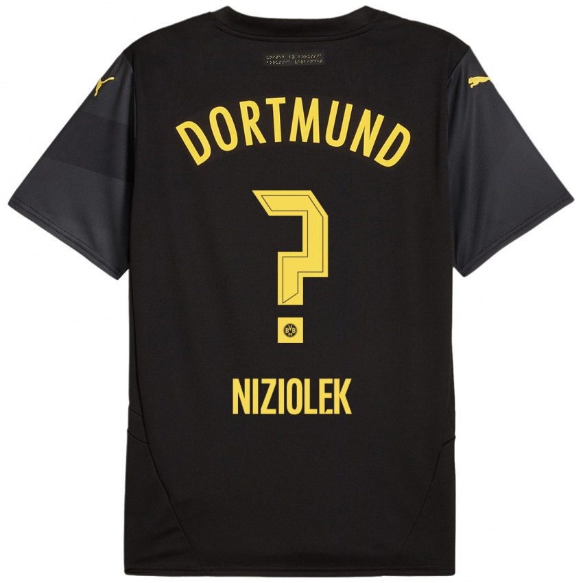 Enfant Maillot Alex Niziolek #0 Noir Jaune Tenues Extérieur 2024/25 T-Shirt Suisse