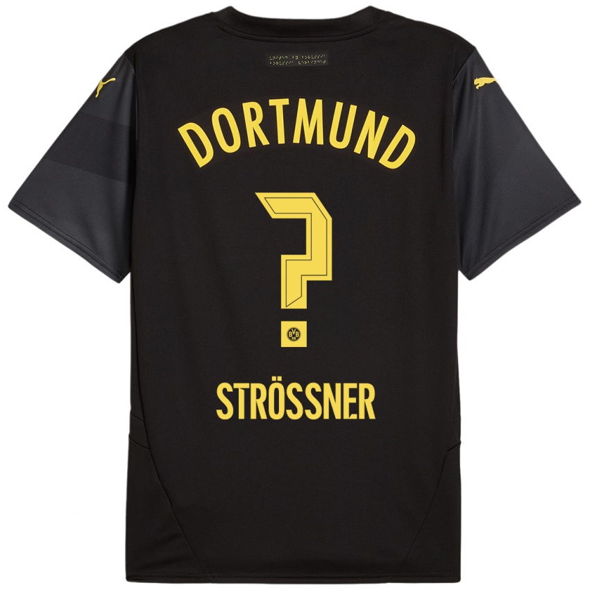 Enfant Maillot Lenni Strößner #0 Noir Jaune Tenues Extérieur 2024/25 T-Shirt Suisse