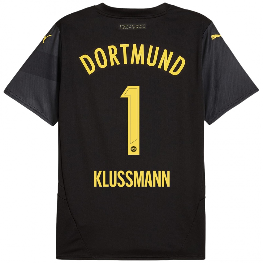 Enfant Maillot Leon Klußmann #1 Noir Jaune Tenues Extérieur 2024/25 T-Shirt Suisse