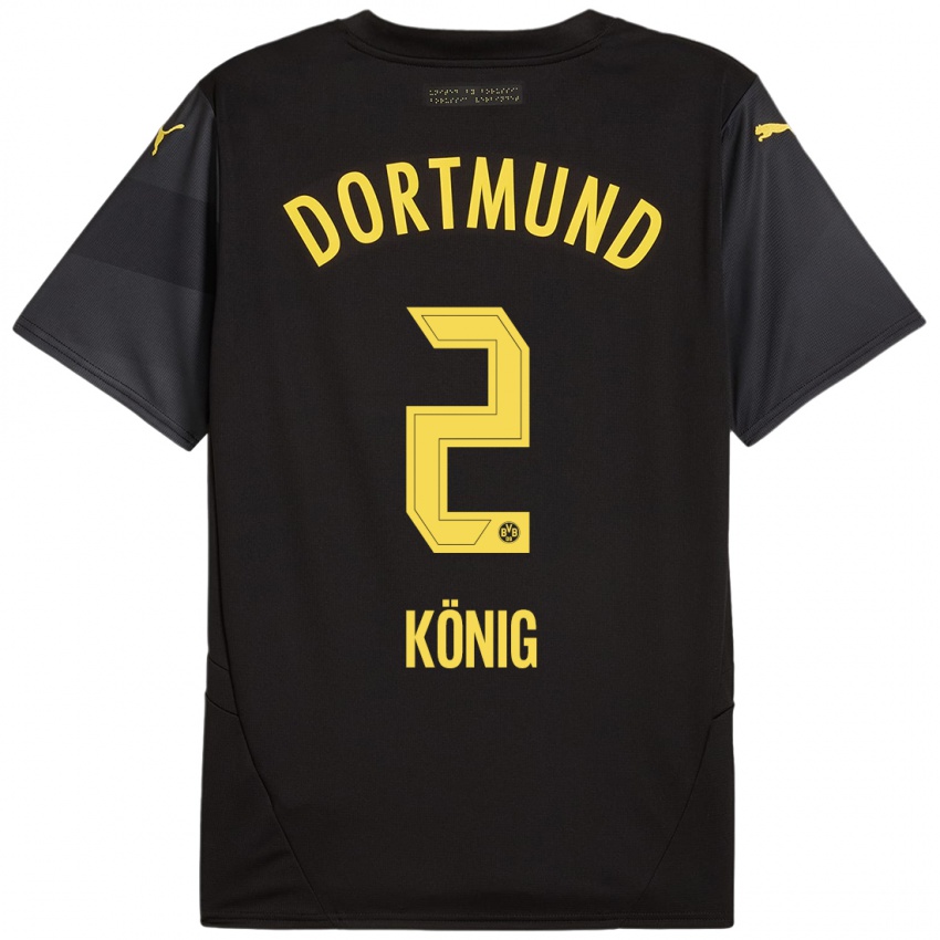 Enfant Maillot Niklas König #2 Noir Jaune Tenues Extérieur 2024/25 T-Shirt Suisse