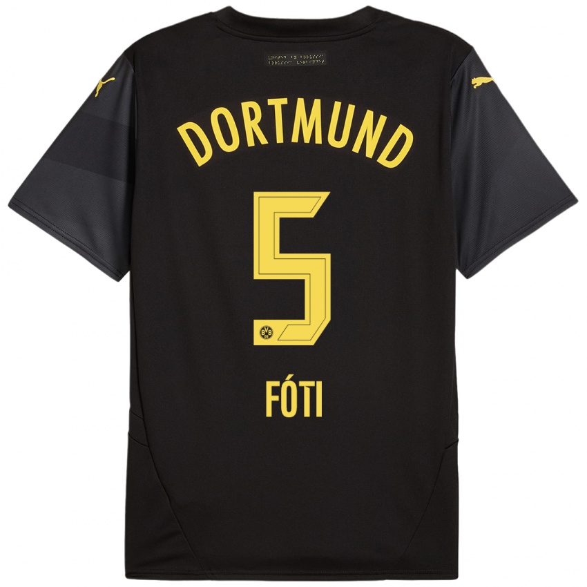 Enfant Maillot António Fóti #5 Noir Jaune Tenues Extérieur 2024/25 T-Shirt Suisse