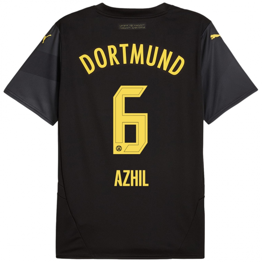 Kinder Ayman Azhil #6 Schwarz Gelb Auswärtstrikot Trikot 2024/25 T-Shirt Schweiz