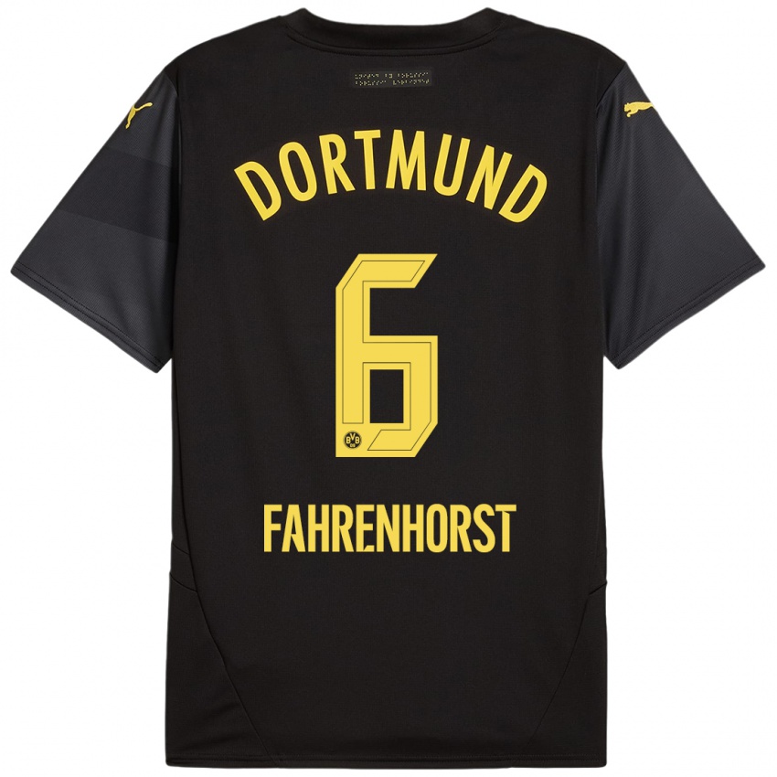 Enfant Maillot Luke Fahrenhorst #6 Noir Jaune Tenues Extérieur 2024/25 T-Shirt Suisse