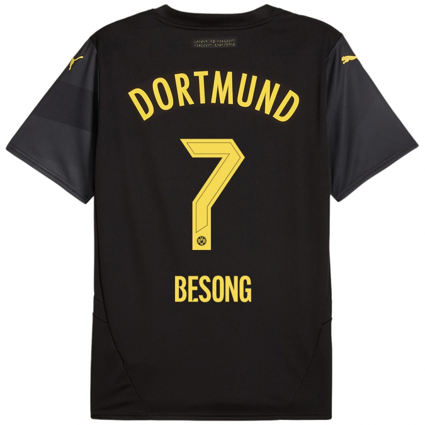 Kinder Paul-Philipp Besong #7 Schwarz Gelb Auswärtstrikot Trikot 2024/25 T-Shirt Schweiz