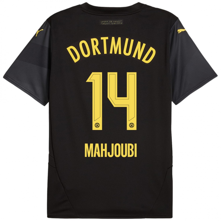 Enfant Maillot Anas Mahjoubi #14 Noir Jaune Tenues Extérieur 2024/25 T-Shirt Suisse