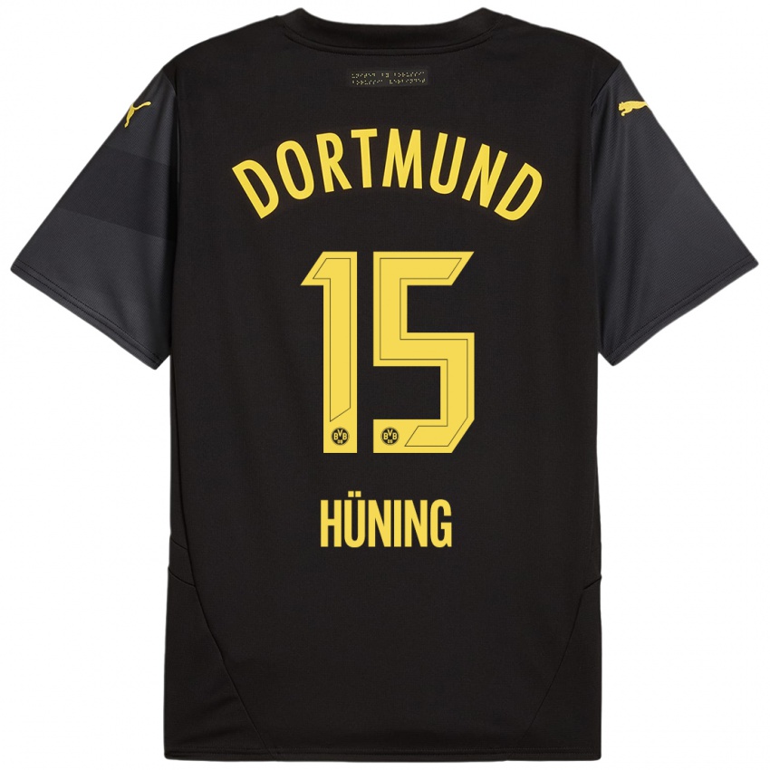 Enfant Maillot Ben Hüning #15 Noir Jaune Tenues Extérieur 2024/25 T-Shirt Suisse