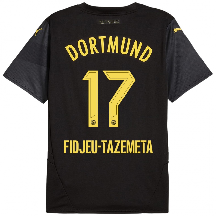 Enfant Maillot Thierry Fidjeu-Tazemeta #17 Noir Jaune Tenues Extérieur 2024/25 T-Shirt Suisse