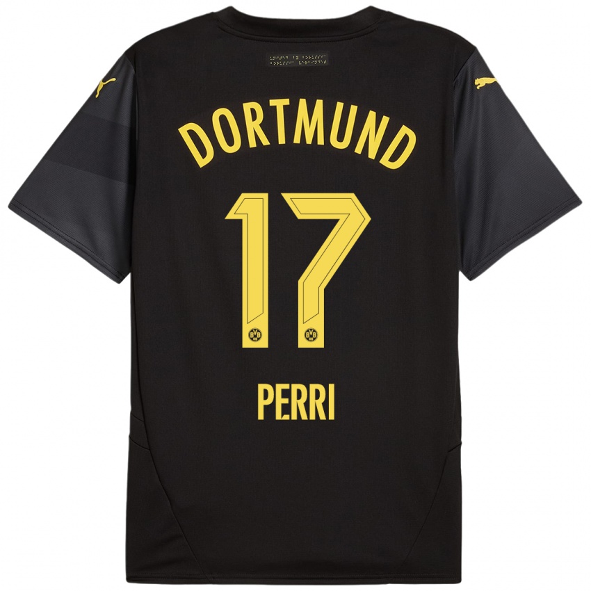 Enfant Maillot Luca Perri #17 Noir Jaune Tenues Extérieur 2024/25 T-Shirt Suisse