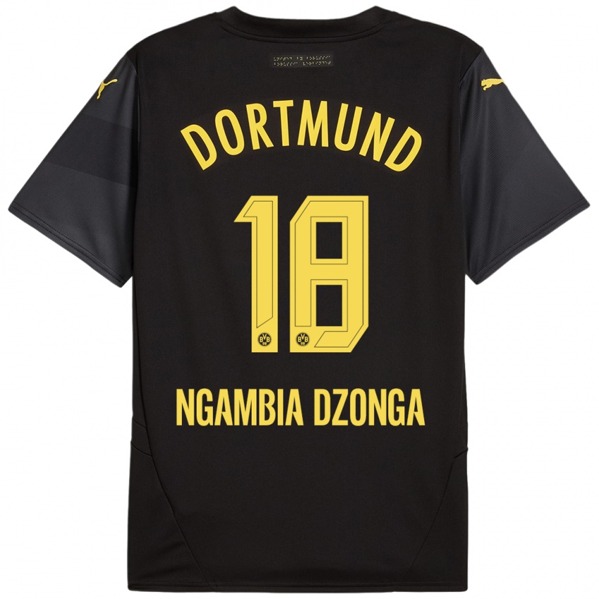 Enfant Maillot Diego Ngambia Dzonga #18 Noir Jaune Tenues Extérieur 2024/25 T-Shirt Suisse