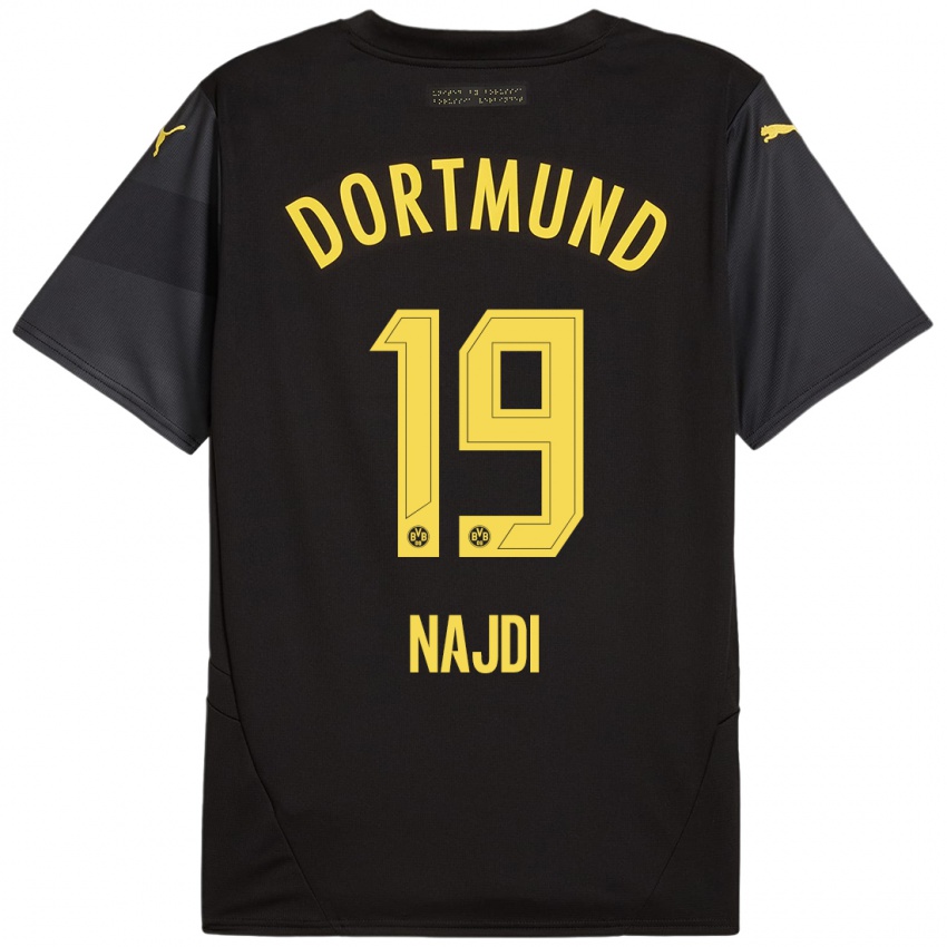 Enfant Maillot Ahmad Najdi #19 Noir Jaune Tenues Extérieur 2024/25 T-Shirt Suisse