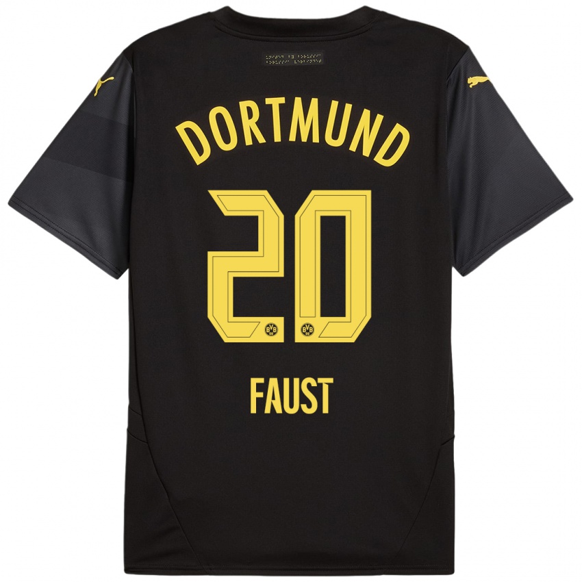 Enfant Maillot Tom Faust #20 Noir Jaune Tenues Extérieur 2024/25 T-Shirt Suisse