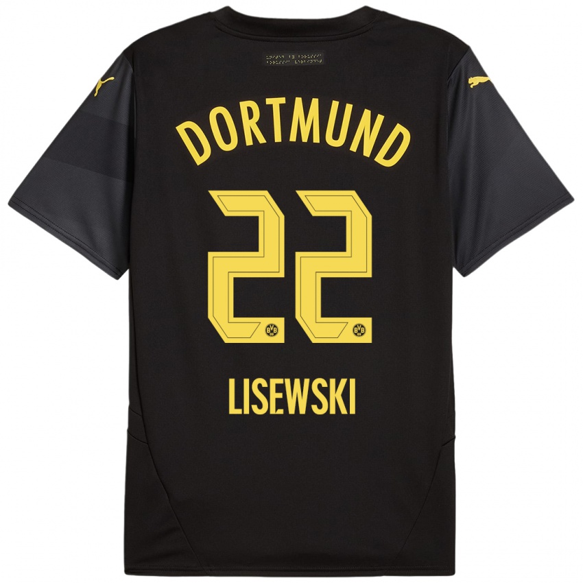 Enfant Maillot Robin Lisewski #22 Noir Jaune Tenues Extérieur 2024/25 T-Shirt Suisse