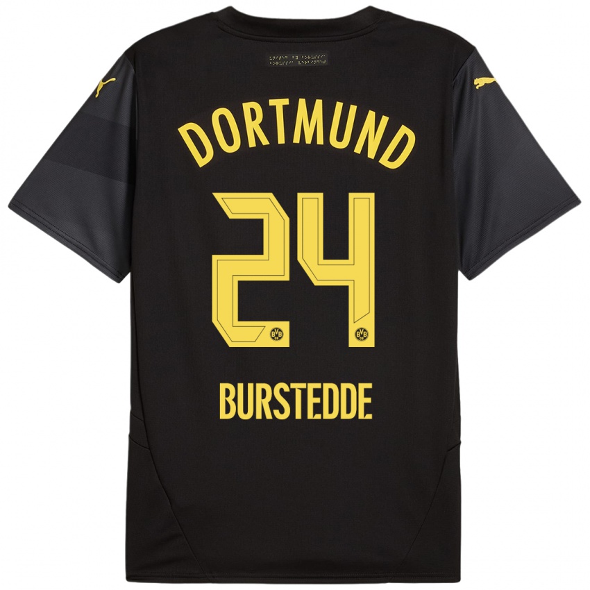 Kinder Joshua Burstedde #24 Schwarz Gelb Auswärtstrikot Trikot 2024/25 T-Shirt Schweiz