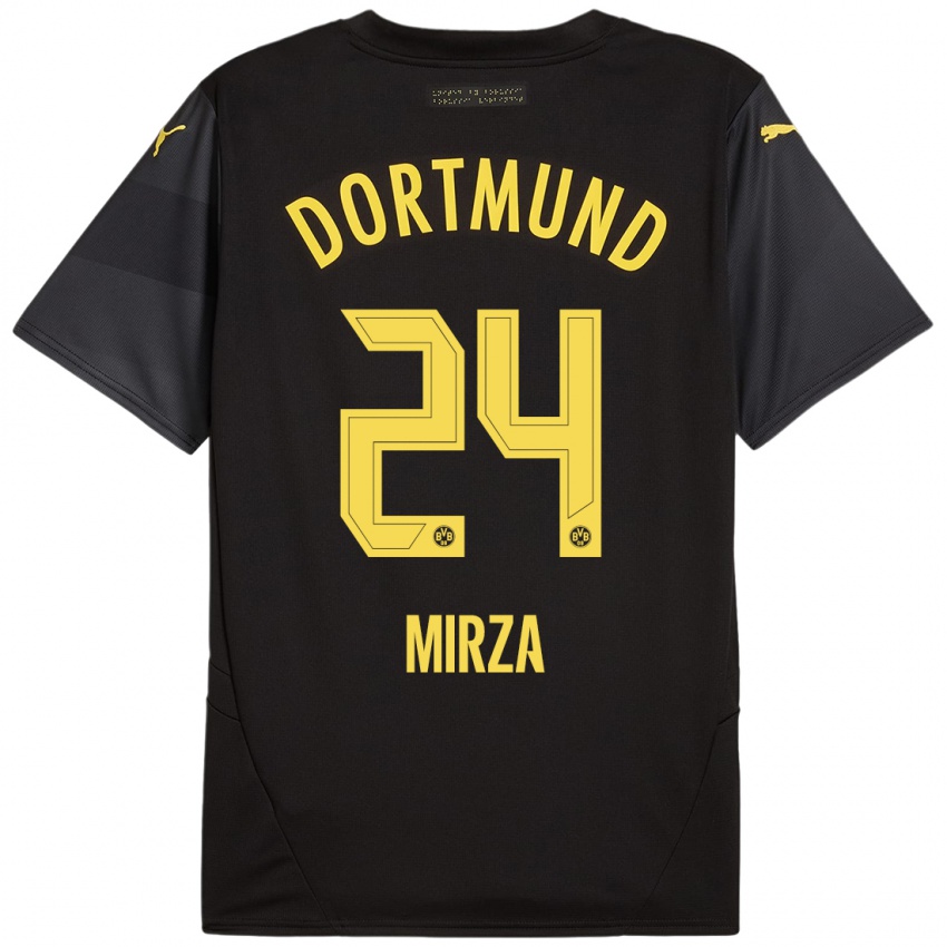 Enfant Maillot Marwan-Omir Mirza #24 Noir Jaune Tenues Extérieur 2024/25 T-Shirt Suisse