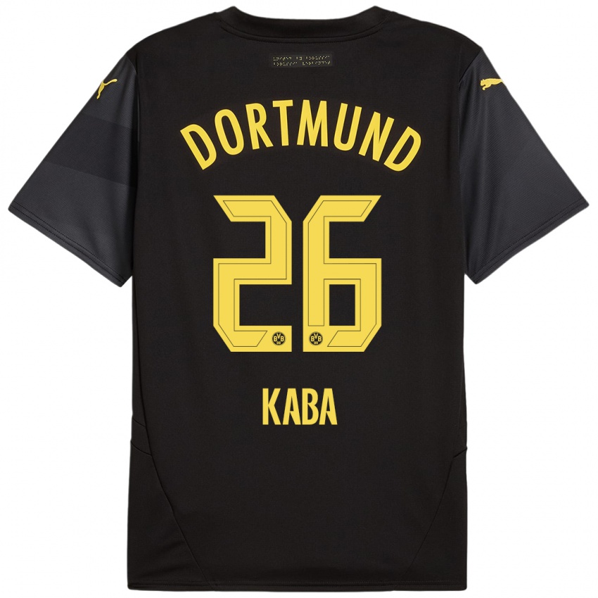 Kinder Mussa Kaba #26 Schwarz Gelb Auswärtstrikot Trikot 2024/25 T-Shirt Schweiz