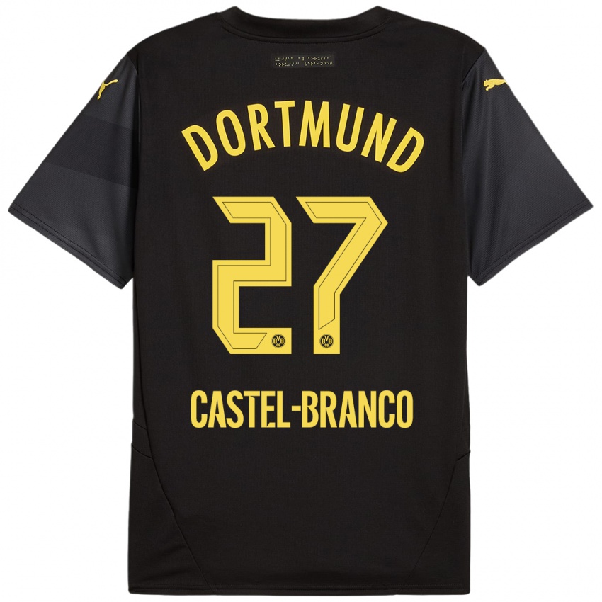 Enfant Maillot Diego Castel-Branco #27 Noir Jaune Tenues Extérieur 2024/25 T-Shirt Suisse