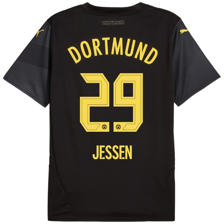 Enfant Maillot Niklas Jessen #29 Noir Jaune Tenues Extérieur 2024/25 T-Shirt Suisse