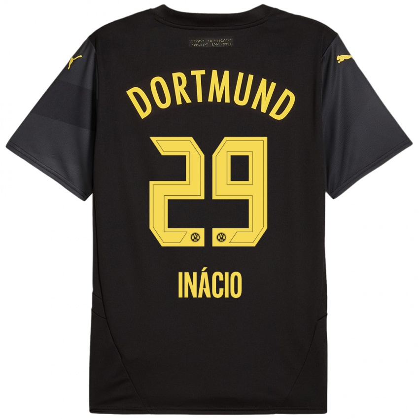 Enfant Maillot Samuele Inácio #29 Noir Jaune Tenues Extérieur 2024/25 T-Shirt Suisse