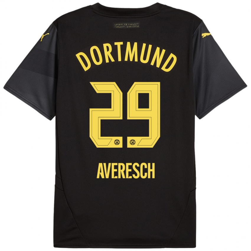 Enfant Maillot Noah Averesch #29 Noir Jaune Tenues Extérieur 2024/25 T-Shirt Suisse