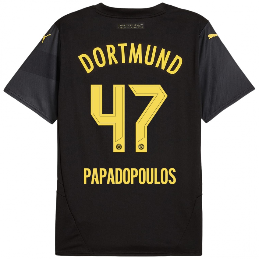 Enfant Maillot Antonios Papadopoulos #47 Noir Jaune Tenues Extérieur 2024/25 T-Shirt Suisse