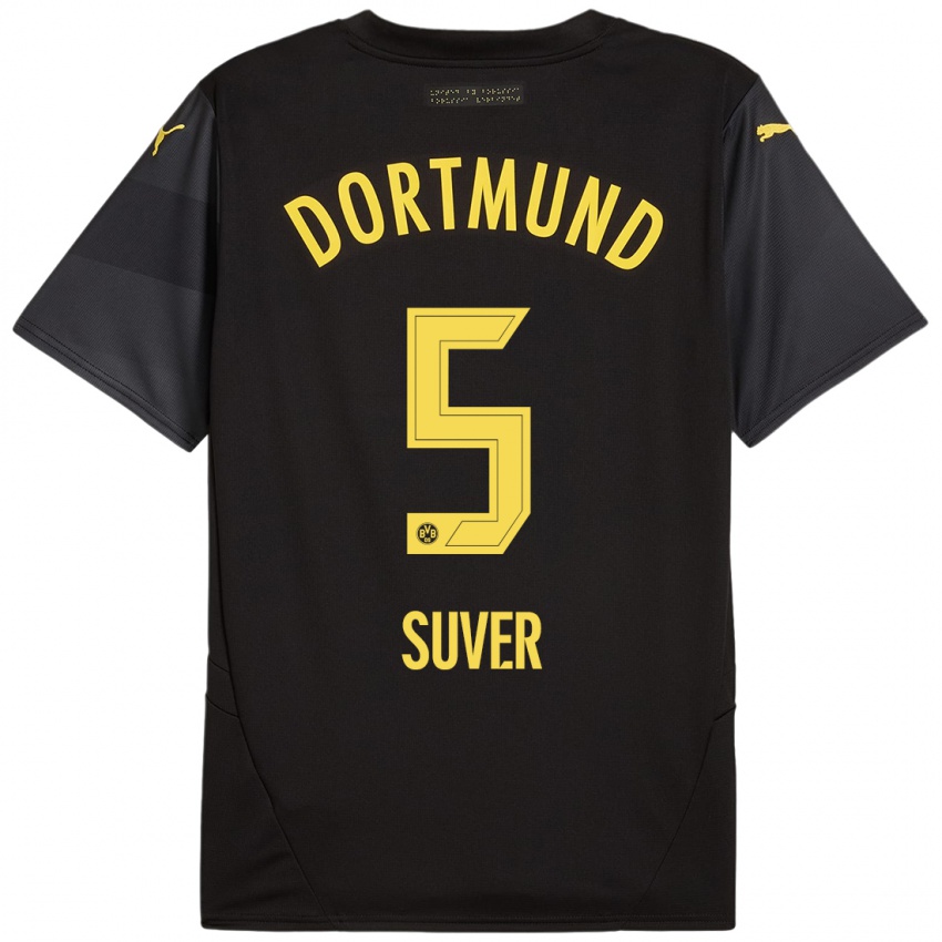 Enfant Maillot Mario Suver #5 Noir Jaune Tenues Extérieur 2024/25 T-Shirt Suisse