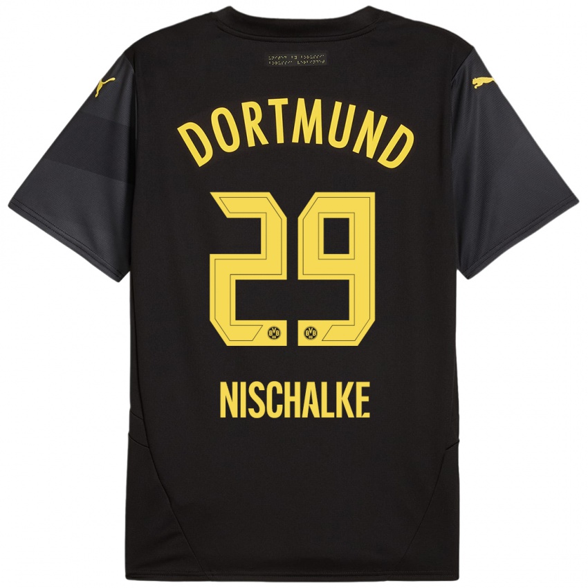 Enfant Maillot Jermain Nischalke #29 Noir Jaune Tenues Extérieur 2024/25 T-Shirt Suisse