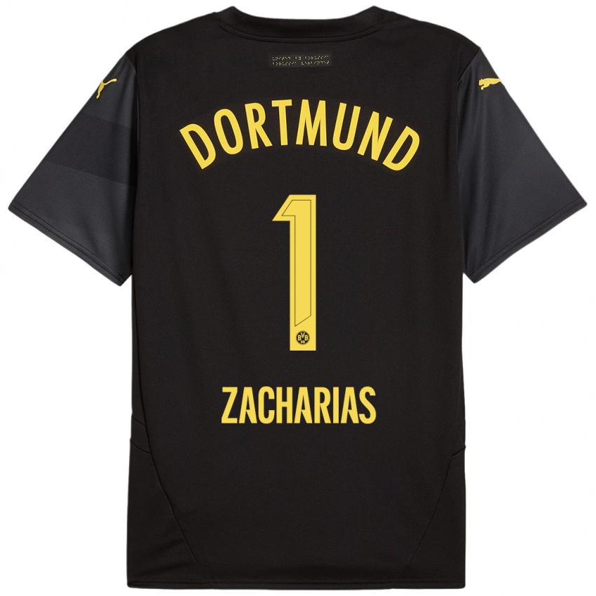 Enfant Maillot Marlon Zacharias #1 Noir Jaune Tenues Extérieur 2024/25 T-Shirt Suisse