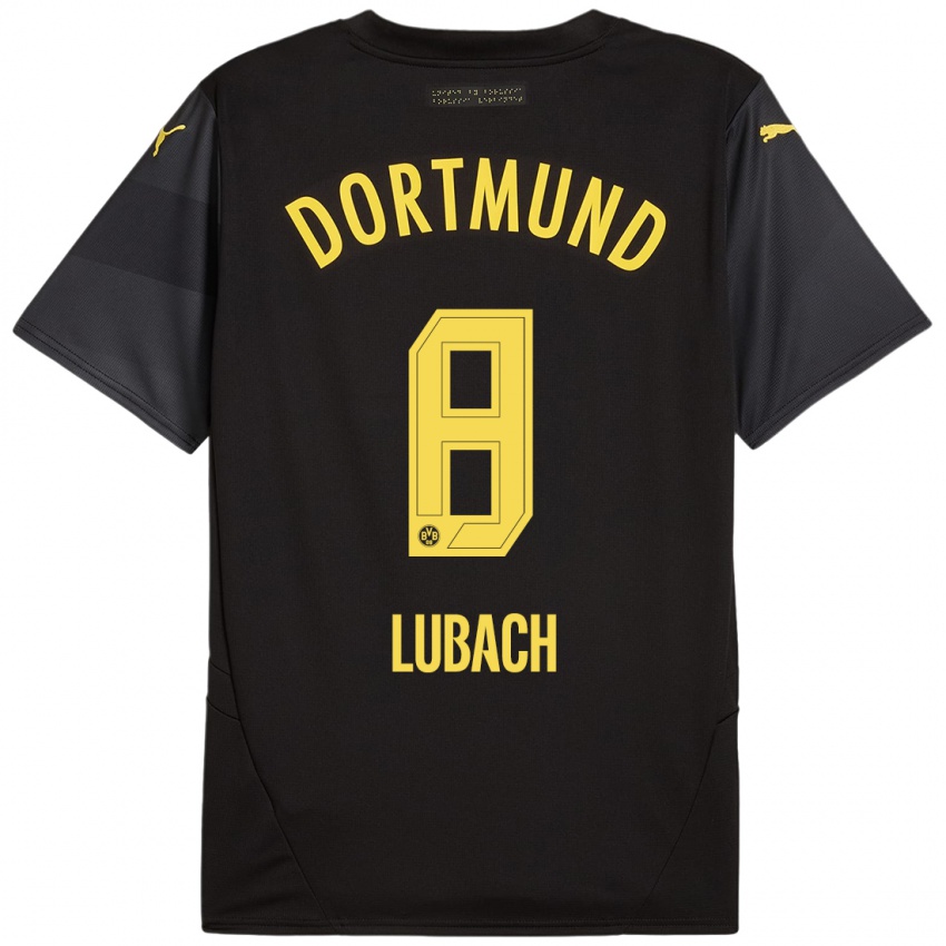 Enfant Maillot Rafael Lubach #8 Noir Jaune Tenues Extérieur 2024/25 T-Shirt Suisse